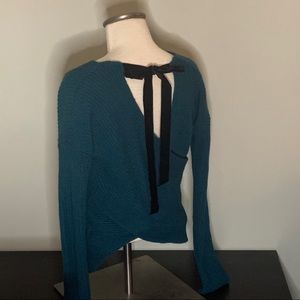Teal tie back sweater size S small holiday